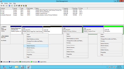 Extend Volume disabled